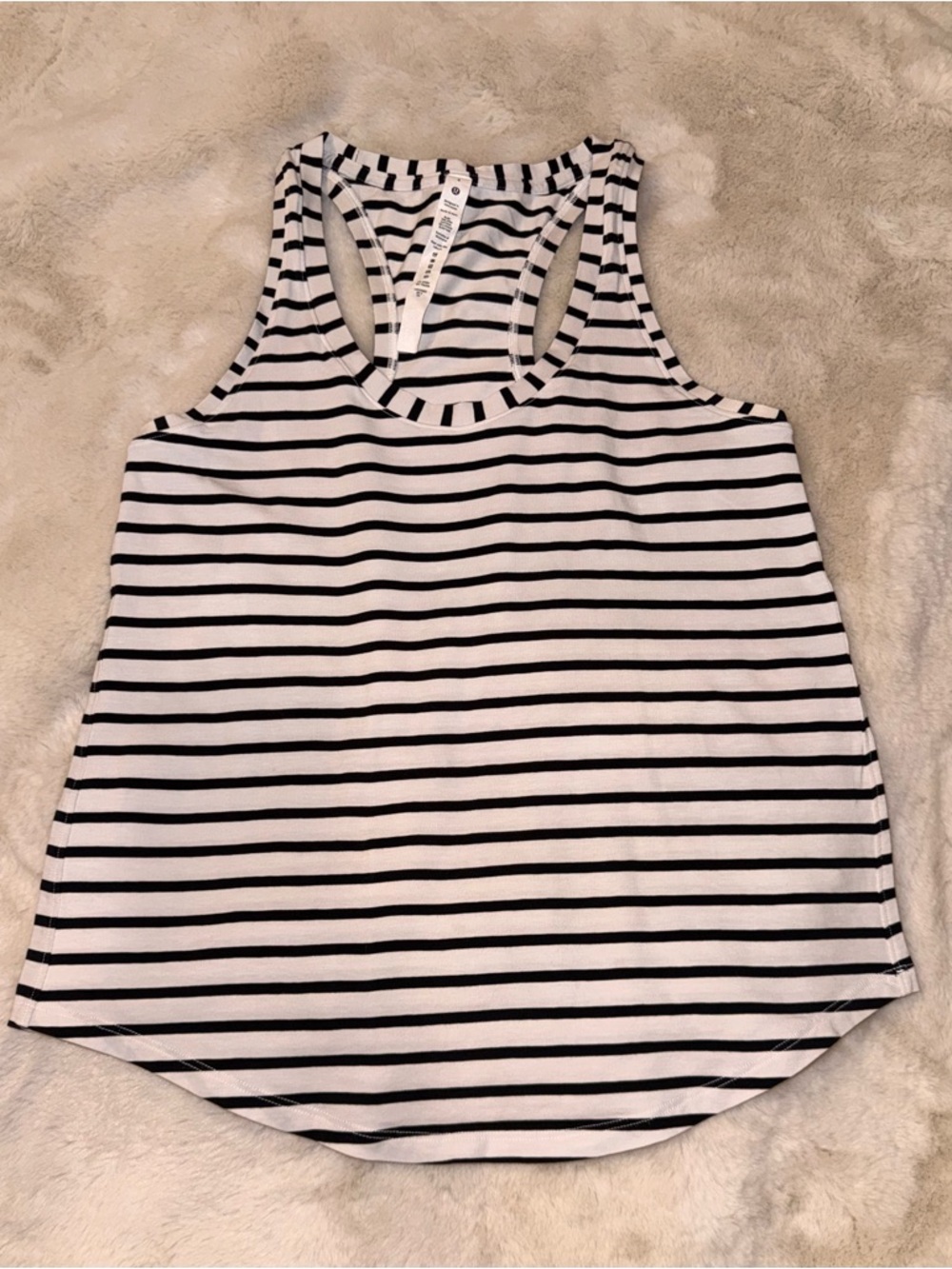 lululemon athletica Black and White Striped Racerback Tank